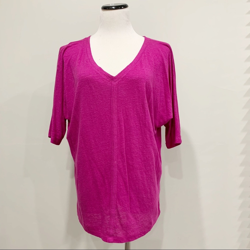 Eileen Fisher 100% Linen Dolman Sleeve Top